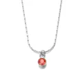 Collier en acier inoxydable argenté avec un pendentif rond en pierre précieuse rouge - Juillet Argent
