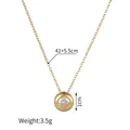 Collier doré avec pendentif cercle en zircon, chaîne de 42 cm avec extension femme - Style Solitaire Classique Serti Clos