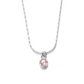 Collier en acier inoxydable argenté avec pendentif pierre de naissance rose pour femme - Octobre Argent