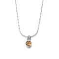 Collier minimaliste en chaîne argentée avec pendentif rond en pierre ambre femme - Novembre Argent