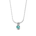 Collier minimaliste en argent avec un pendentif rond en cristal bleu de naissance - Décembre Argent