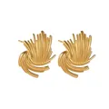 Minimalistische Ohrstecker aus 18K vergoldetem Edelstahl mit vertikalem Streifenmuster - Abstrakter Spiralgestreifter Fächerstil (E684)