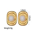 18K vergoldete Edelstahl-Ohrringe mit weißem Stein im geometrischen Design für Damen - Rechteck Weißer Stein Ohrstecker
