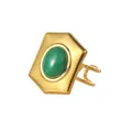 Anello geometrico in acciaio placcato oro 18K con pietra verde e finitura martellata - Anello Esagonale Martellato Con Pietra Verde (R750)