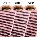 Three packs of 50P individual cluster lashes showing natural volume and D curl finish - Soft Dense Style (DIY-SET-362)