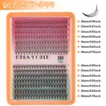 Detail view of DIY 280 lash clusters tray with mixed lengths from 10mm up to 18mm - Natural Style (DIY-SET-455)