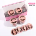 Lot de 20 paires de faux cils 3D avec base à paillettes roses en boîtes rondes - Style Naturel Courbé Épais (ZH20-001)