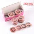 Set da 20 paia di ciglia finte 3D voluminose in custodie rotonde rosa glitterate - Stile Radioso Folto (ZH20-002)