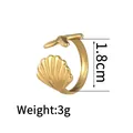 Verstelbare 18K vergulde open ring met zeester en schelp voor dames, goud - Schelp en Zeester Ring (R692)