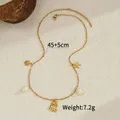 Vergulde ketting in oceaanthema met dolfijn ster hangers en zoetwaterparels - Dolfijn en Zeester Ketting (N2120)