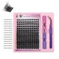 DIY cluster eyelash extension kit with glue and tweezers for natural wispy lashes - Natural Wispy Style (DIY-SET-480)