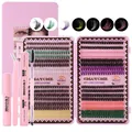 Kit extension ciglia fai-da-te colorate con colla, sigillante, solvente e pinzette - Kit con Strumenti Rosa (DIY-JMS-052)