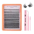 Kit de faux cils DIY 8-16mm avec colle bond & seal et une pince à épiler rose incluse - Style Long Et Bouclé Avec Outils (DIY-SET-419)