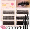 DIY cluster lashes set with 464pcs multi-length clusters tweezers and bond seal kit - Lashes With Black Glue Remover Tool Kit (DIY-JMS-039+Black Set)