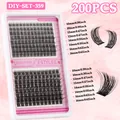 DIY cluster lashes set with 200pcs 10-16mm mixed lengths and C-curl volume effect - DIY-SET-359 / Single Box