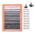 Set de faux cils en grappes 8-16mm avec fibres noires bouclées dans un plateau orange - Style Boîtier Unique (DIY-SET-421)