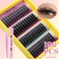 DIY individual eyelash extension kit with 196 clusters 10-16mm bond seal and tweezers - Pink Tool Three Piece Set (DIY-SET-500)