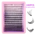 240pcs DIY individual eyelash clusters set with 10-18mm mix lengths in pink box - Eyelash Clusters (DIY-SET-388)