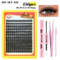 DIY Wimpernverlängerung-Set mit 156 Clustern 10-18mm, rosa Kleber und Pinzette - Diy-set-433+ Dreiteiliges Set In Rosa