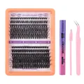 240 clusters DIY eyelash extension kit with 8-18mm D-curl lashes, glue and pink tools - Eyelash Kit (DIY-SET-518)