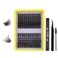 Kit ciglia finte a ciuffetti con colla bond e seal, pinzetta e scovolino, 10-16mm - Set Di Strumenti Nero Da 3 Pezzi (DIY-SET-439) / DIY-SET-439