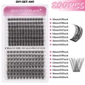 200pcs C-curl DIY individual lash clusters in mixed lengths 10mm to 16mm - Natural Mixed Style (DIY-SET-441) / DIY-SET-441