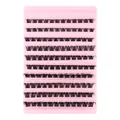Kit ciglia a ciuffetti neri naturali in dieci file con vassoio di supporto rosa - Stile a Grappolo di Fata (DIY-SET-367)