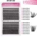 DIY cluster lashes set 192 pieces variety lengths 10mm to 16mm C-curl density - Wispy Fluffy Style (DIY-SET-442) / DIY-SET-442