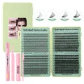 DIY individuele wimperverlengingsset met groene wimperdoos en lijm gereedschap - Diy-jms-069 (met Roze Gereedschap)