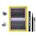 Kit extension ciglia a ciuffetti con colla bond seal e pinzette 10-16mm - Set Di Strumenti Nero Da 3 Pezzi (DIY-SET-440) / DIY-SET-440