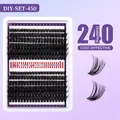 Σετ Επέκτασης Βλεφαρίδων DIY με 240 Τεμάχια Φυσικές Πυκνές Μαύρες Βλεφαρίδες D-Curl - Diy-σετ-450（80d+100d）