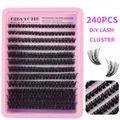 DIY cluster lash extension kit 240 clusters with D curl volume on pink tray - Eyelash Clusters (DIY-SET-392)