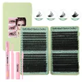 DIY cluster wimperextensie kit met 484 clusters, lijm, sealer en roze pincet - Diy-jms-071 (met Roze Gereedschap)