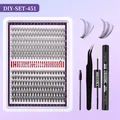 DIY cluster lash extension kit with 240 clusters, bond and seal liquid, and tweezers - DIY-SET-451
