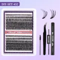 DIY individual lash extension kit with black clusters mixed lengths and bond seal - DIY-SET-452