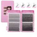 Kit d'extensions de cils DIY en boîte rose avec longueurs mixtes de 10mm à 16mm - Style Cils Segmentés Uniquement (DIY-JMS-090)