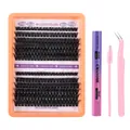 280 Clusters fluffy individual lashes set with bond seal glue and pink tweezers - Eyelash Kit (DIY-SET-519)