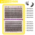 DIY cluster lash extension kit with black synthetic fibers in 8mm to 18mm lengths - Basic Lashes (DIY-SET-508)