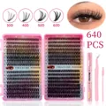 Kit extension ciglia fai-da-te con 640 pezzi 30D-60D e colla in set rosa - Kit Completo 30D/40D/50D/60D Con Strumenti