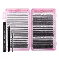 DIY eyelash extension kit with 10D-50D cluster lashes, bond and seal, tweezers and brush - 10D-50D Density Spec - With Black 3-Piece Tool Set (DIY-JMS-107)
