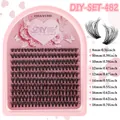 CMAYOME DIY individual lash extension set in pink box featuring fluffy black C curl lashes - Style DIY-SET-482