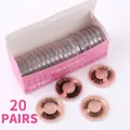 Set di 20 paia di ciglia finte 3D folte in scatola rosa con custodie tonde trasparenti - ZH20-008