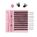 Kit de pestañas postizas DIY con pinzas rosas y pegamento Bond y Seal, 8-16mm - Pestañas en Racimo 80D (DIY-SET-355)
