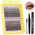 DIY cluster lash extension kit with black lashes, bond and seal, and tweezers - Black Tools Eyelash Kit (DIY-SET-512)