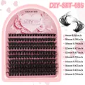 Kit d'extension de cils DIY noir volumineux avec boîtier de rangement rose élégant - Style DIY-SET-485