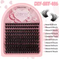 Kit d'extension de cils individuels en boîte rose avec longueurs de 8mm à 18mm - Style DIY-SET-486