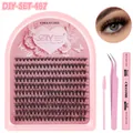 Kit d'extension de cils DIY rose avec longueurs mixtes et accessoires complets - Style DIY-SET-487 (Set)