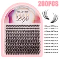 Set da 200 ciglia finte individuali a ciuffetti in scatola rosa da 10mm a 18mm - 200 Ciuffi Misti (10-18mm) (DIY-SET-527)