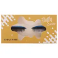 Fluffy curling false eyelashes featuring striking blue glitter eyeliner on yellow packaging - Blue Glitter Style (YY-42)