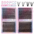 DIY cluster lash extension kit with 800 pieces in D curl and 9-16mm mixed lengths - Medium Dense Large Capacity Eyelashes / DIY-JMS-142 (30D+40D+50D+60D)